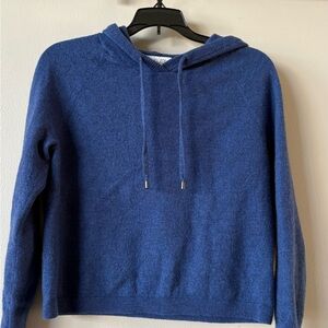 Rachel Zoe Blue 100% Extrafine Merino Wool Pullover Hoodie Sweater Size Medium